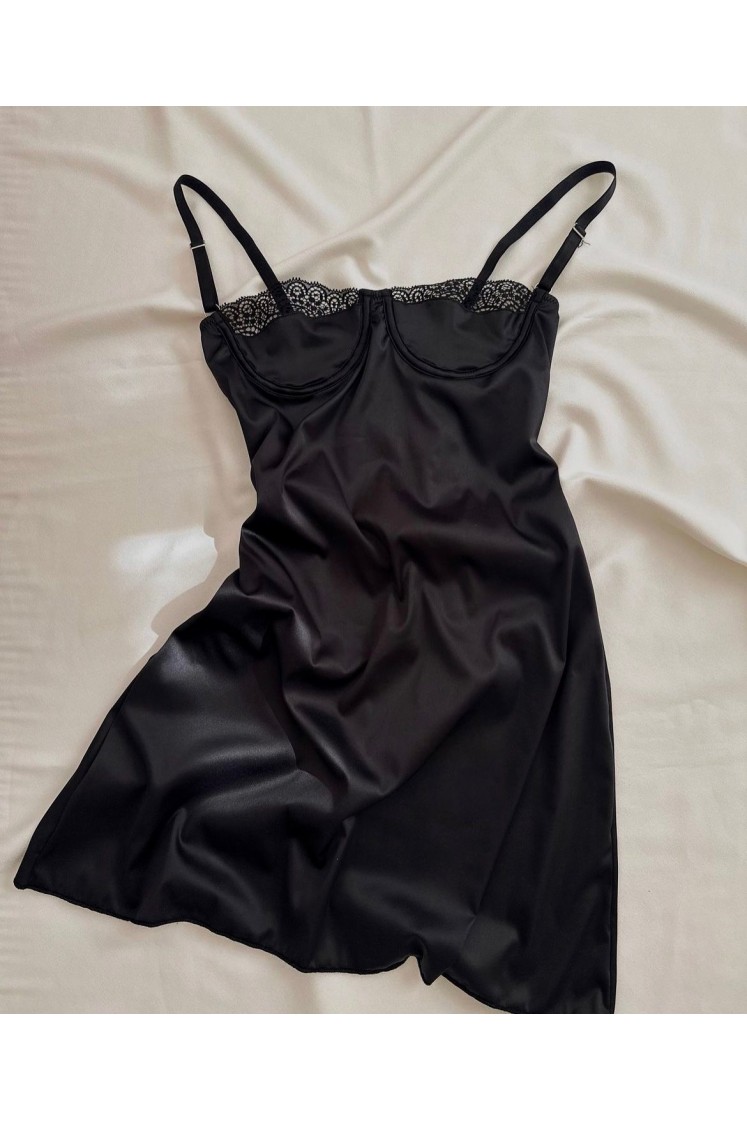 BLACK DRESS SATIN